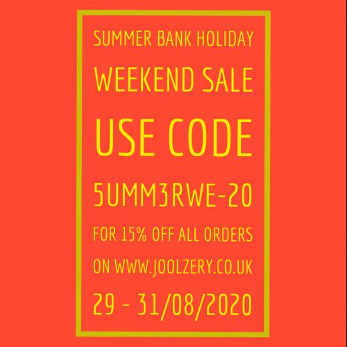 2020 Summer Bank Holiday Weekend Sale Voucher Code 15% off all orders online with code